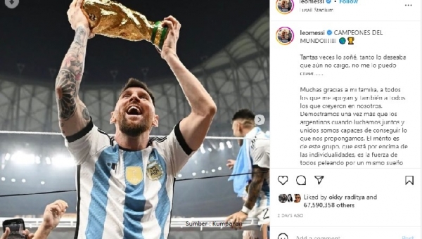Cetak Sejarah Baru, Foto Lionel Messi Raih Like Terbanyak di IG